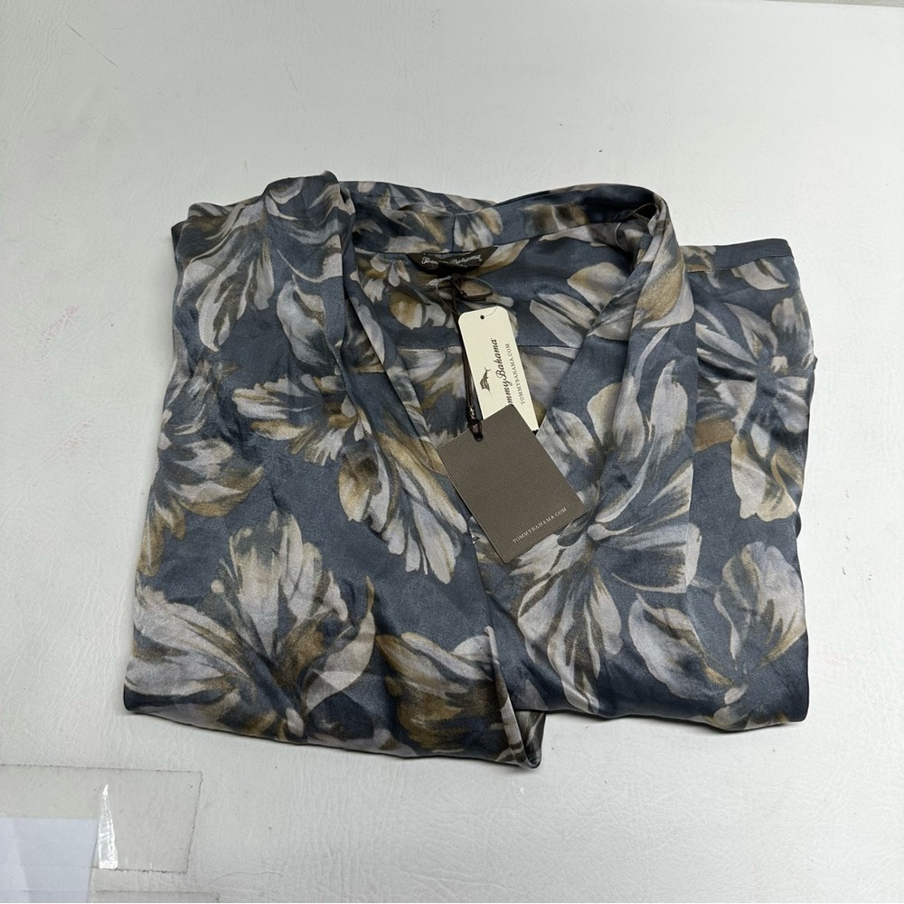 Tommy Bahama dusk blooming Floral twist Top - Gray and Gold size xl/16 nwt - Picture 7 of 8